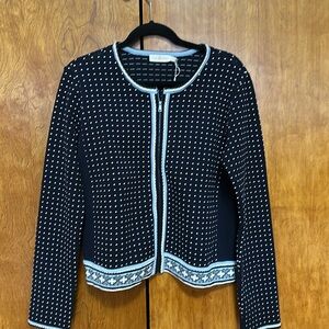Tory Burch - Mini Geo Stitch  Zip Knit Jacket  (Cardigan) - Size Large